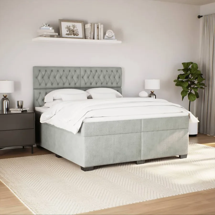 Sommier à lattes de lit et matelas Gris clair 200x200cm Velours - 3