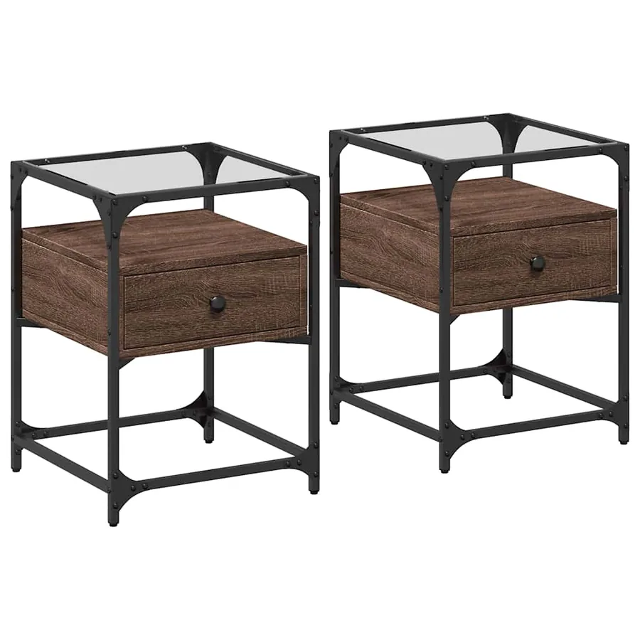 Tables de chevet 2pcs chêne marron 40x40x55cm bois d'ingénierie - 2
