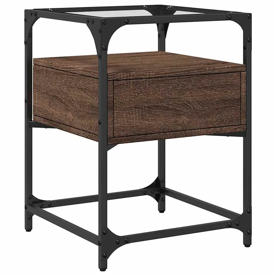 Tables de chevet 2pcs chêne marron 40x40x55cm bois d'ingénierie - 7