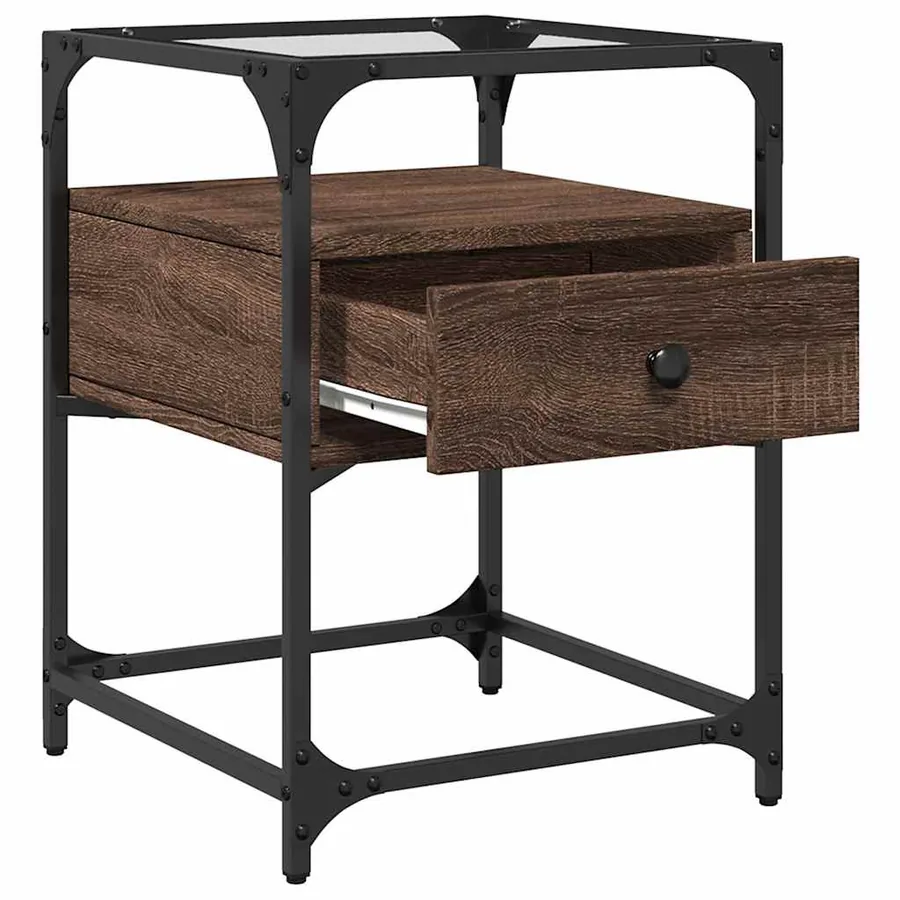 Tables de chevet 2pcs chêne marron 40x40x55cm bois d'ingénierie - 8
