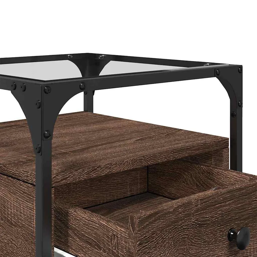 Tables de chevet 2pcs chêne marron 40x40x55cm bois d'ingénierie - 9