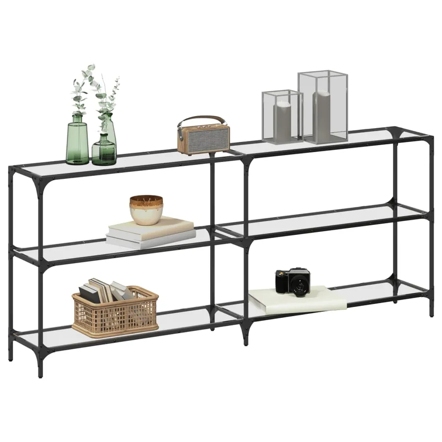 Table console avec dessus en verre transparent 194,5x30x81 cm - 3