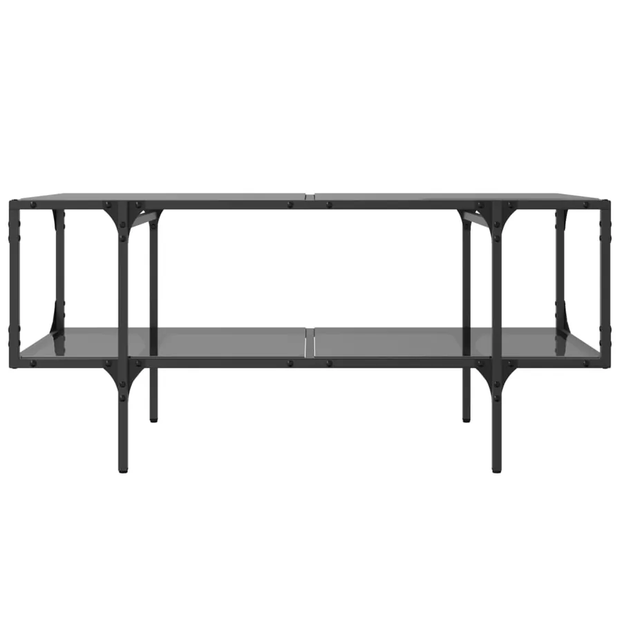 Table basse avec dessus en verre noir 98,5x50x45 cm acier - 4