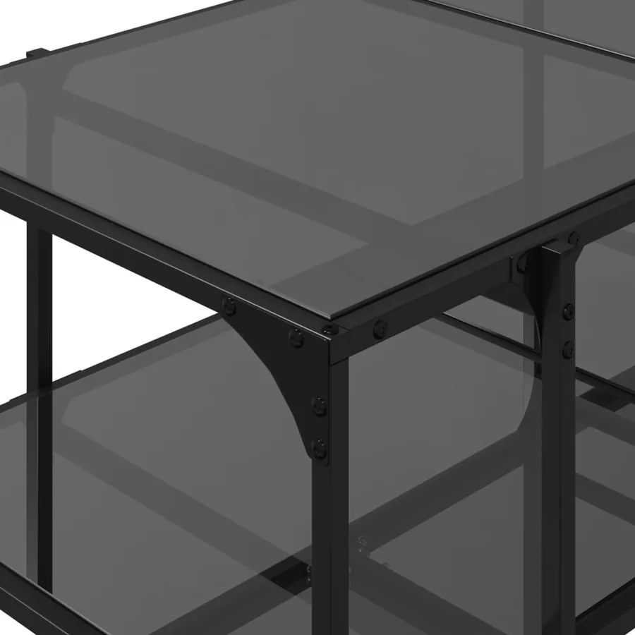 Table basse avec dessus en verre noir 98,5x50x45 cm acier - 8