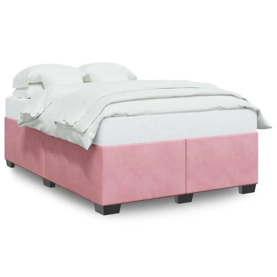 Cadre de lit sans matelas rose 140x190 cm velours - 2