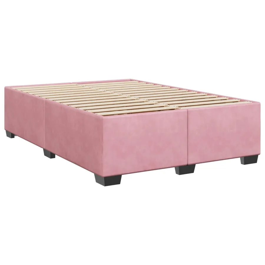 Cadre de lit sans matelas rose 140x190 cm velours - 3