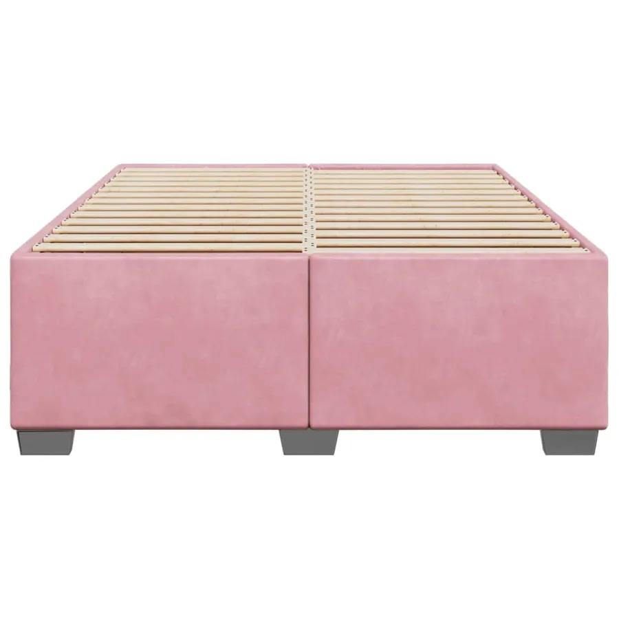 Cadre de lit sans matelas rose 140x190 cm velours - 4