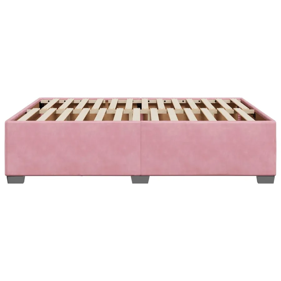 Cadre de lit sans matelas rose 140x190 cm velours - 5
