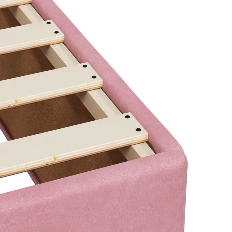 Cadre de lit sans matelas rose 140x190 cm velours - 7