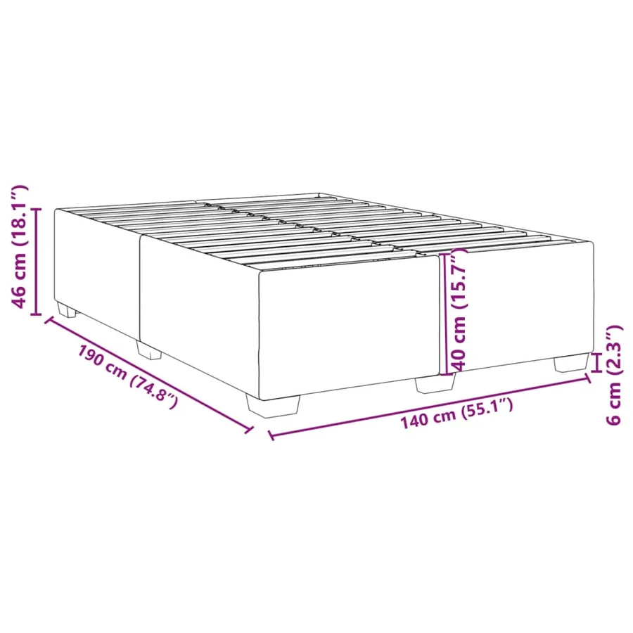 Cadre de lit sans matelas rose 140x190 cm velours - 9
