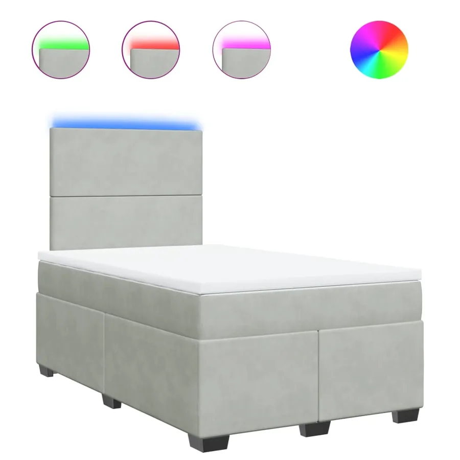 Sommier à lattes de lit et matelas Gris clair 120x200cm Velours - 2