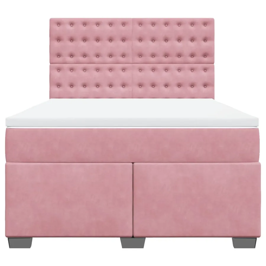 Sommier à lattes de lit avec matelas Rose 140x190 cm Velours - 4