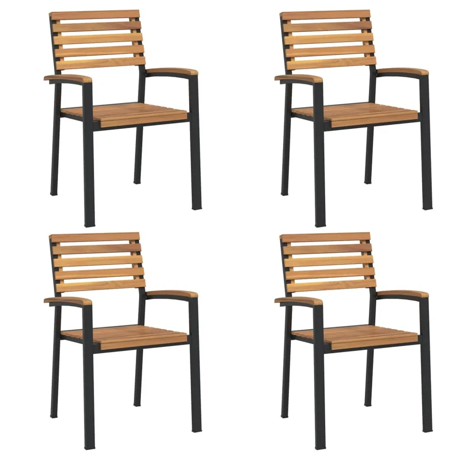 Ensemble à manger de jardin 5 pcs bois d'acacia massif et métal - 3