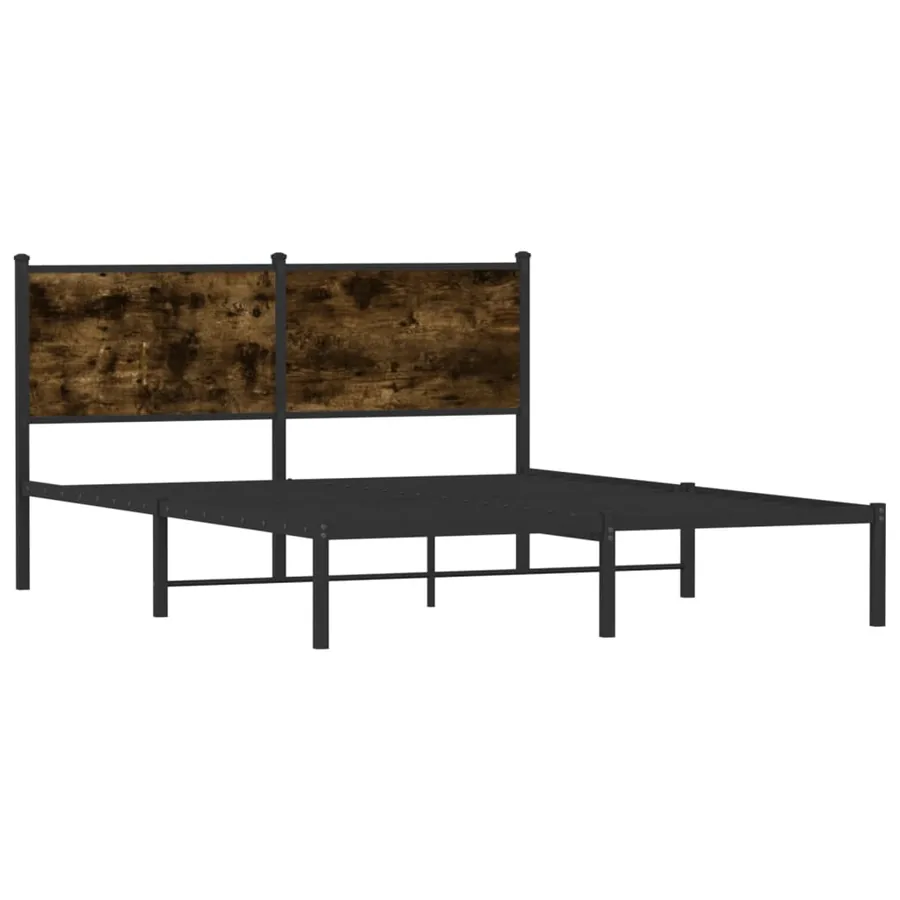 Cadre de lit en métal sans matelas chêne fumé 140x200 cm - 3