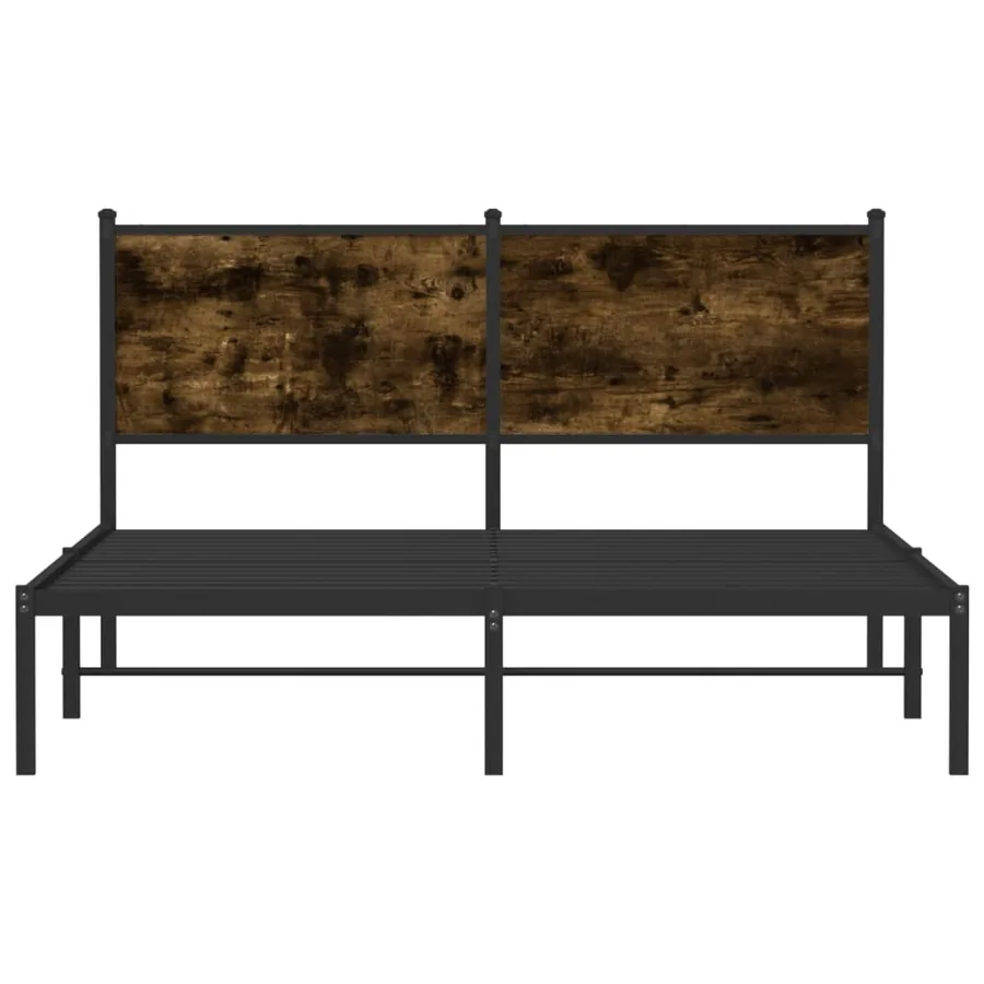Cadre de lit en métal sans matelas chêne fumé 140x200 cm - 5