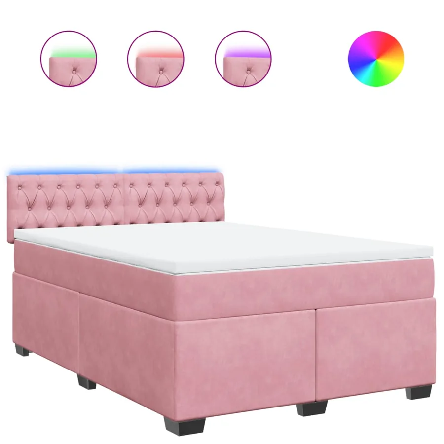 Sommier à lattes de lit avec matelas Rose 140x190 cm Velours - 2