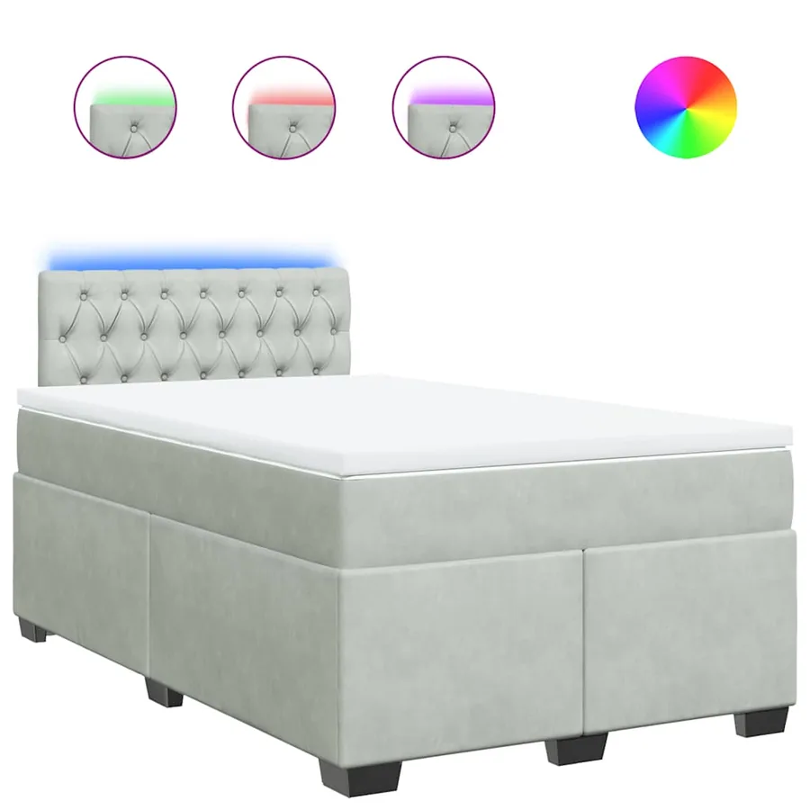 Sommier à lattes de lit et matelas gris clair 120x190cm velours - 2