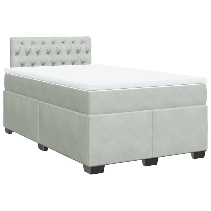 Sommier à lattes de lit et matelas gris clair 120x190cm velours - 3