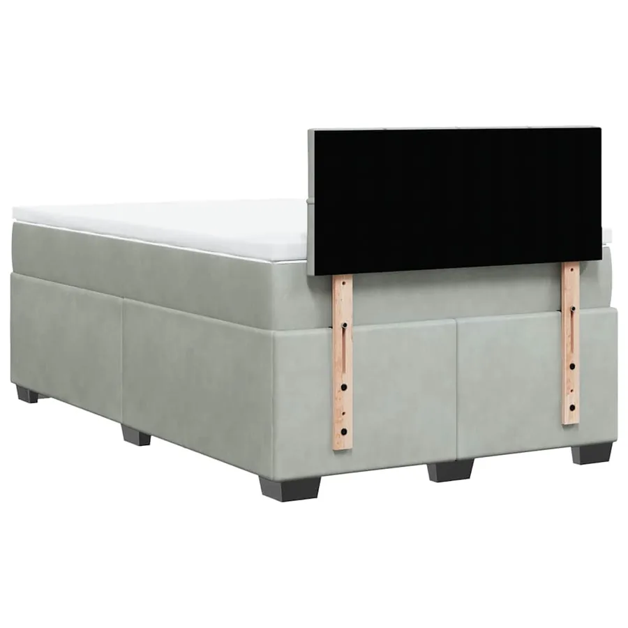 Sommier à lattes de lit et matelas gris clair 120x190cm velours - 12