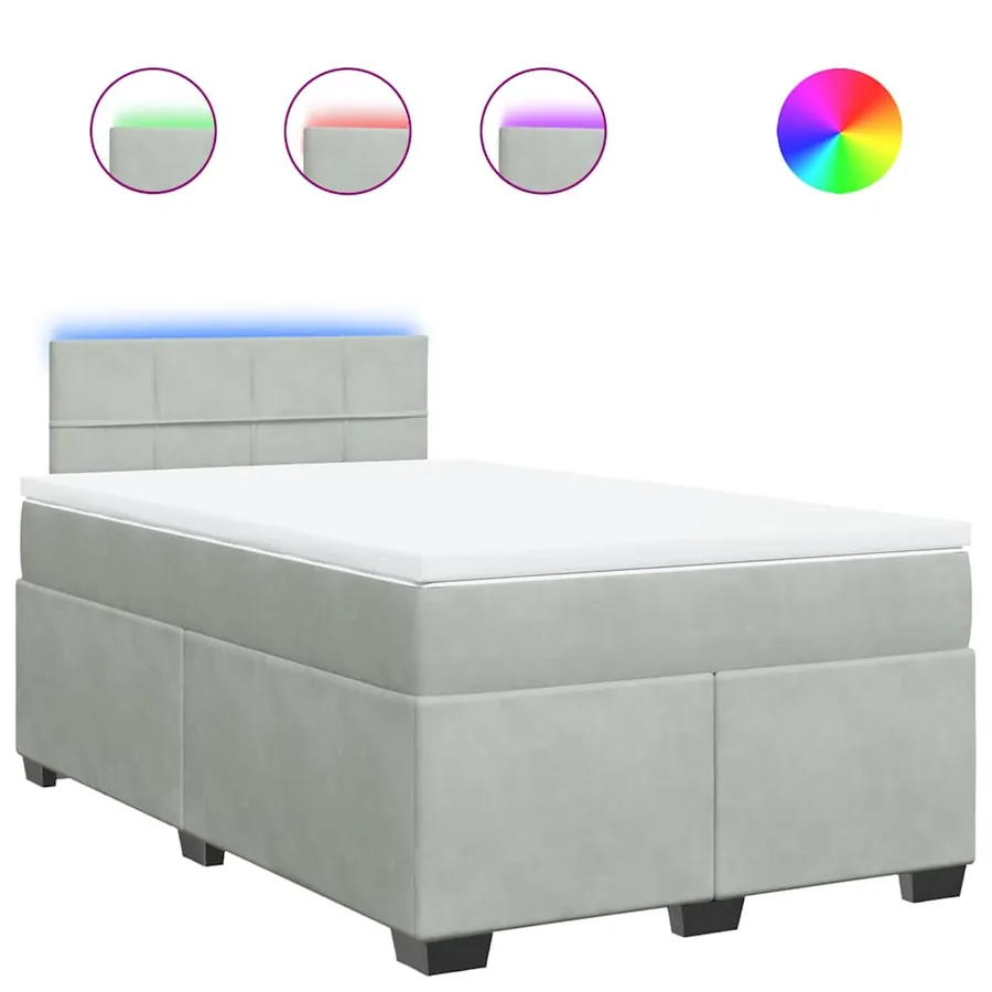 Sommier à lattes de lit et matelas gris clair 120x190cm velours - 2