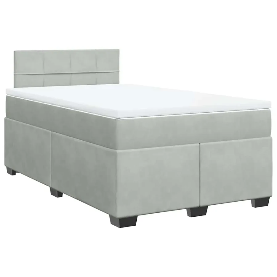 Sommier à lattes de lit et matelas gris clair 120x190cm velours - 3