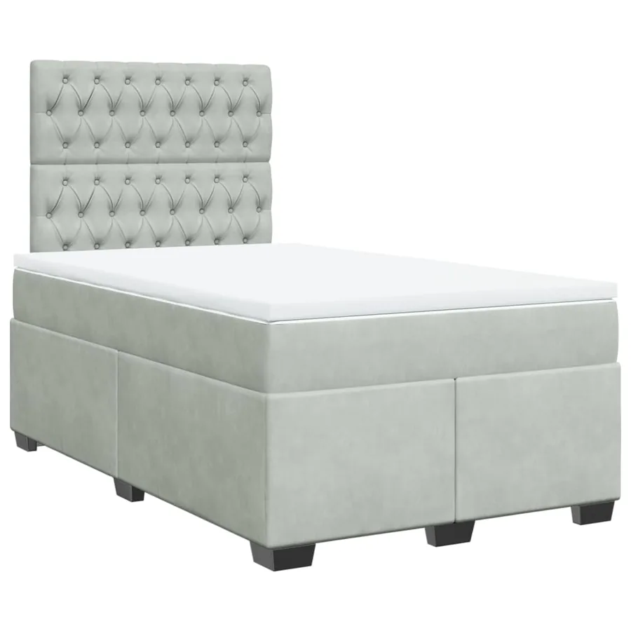 Sommier à lattes de lit et matelas gris clair 120x190cm velours - 2