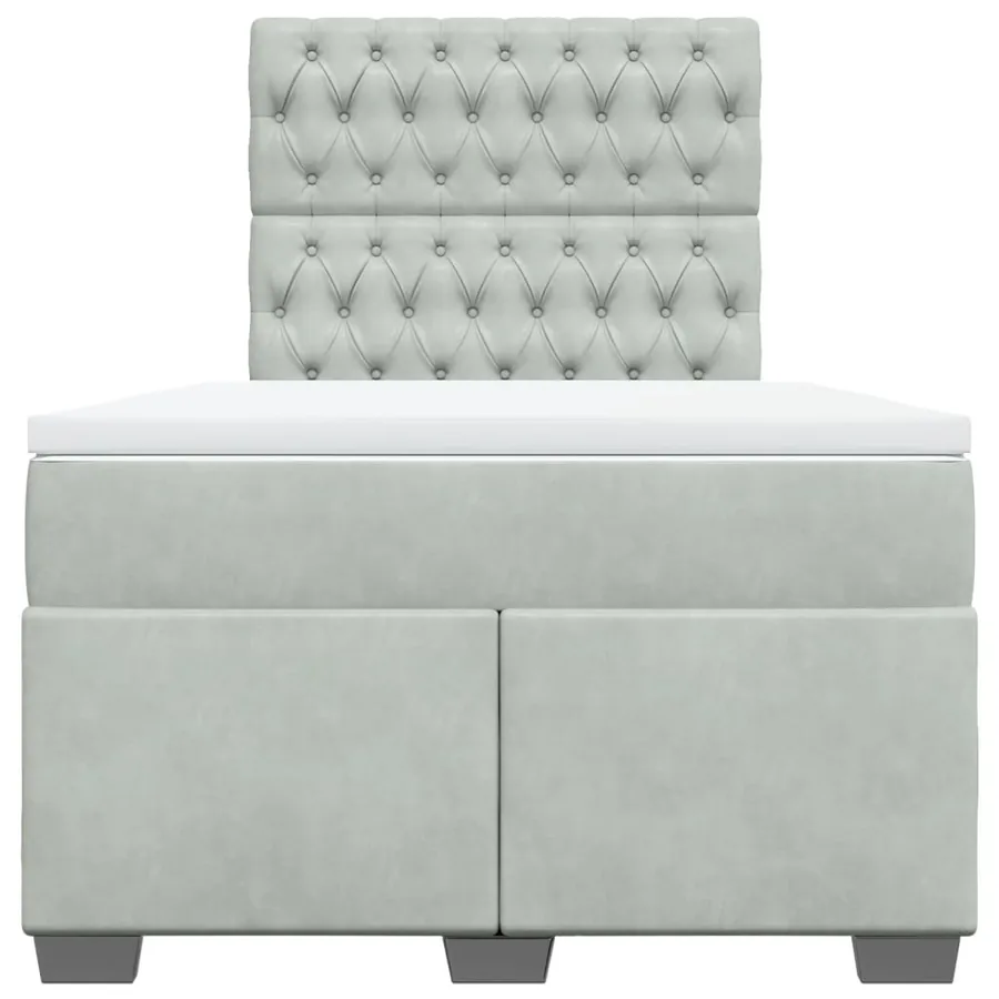 Sommier à lattes de lit et matelas gris clair 120x190cm velours - 4