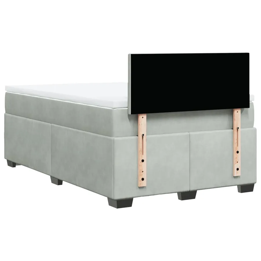 Sommier à lattes de lit et matelas gris clair 120x190cm velours - 10