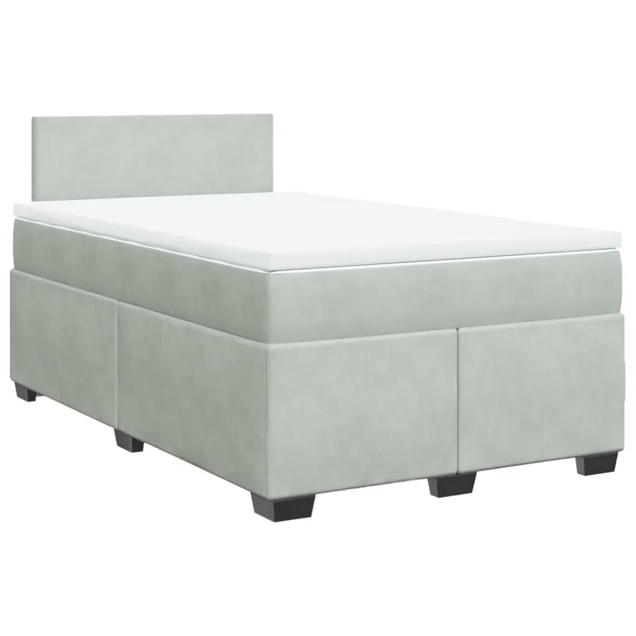 Sommier à lattes de lit et matelas gris clair 120x190cm velours - 2