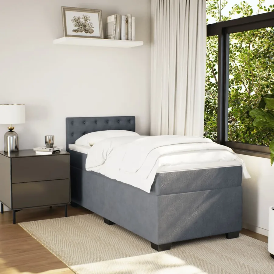 Sommier à lattes de lit avec matelas Gris foncé 100x200 cm - 5