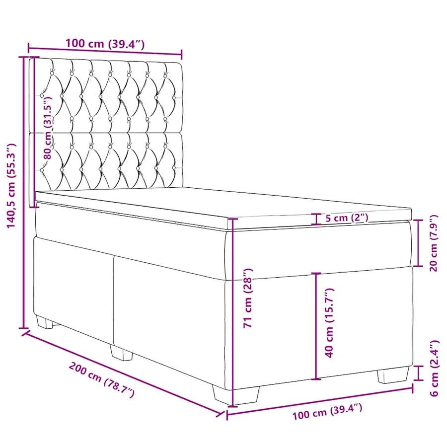Sommier à lattes de lit avec matelas Gris foncé 100x200 cm - 19