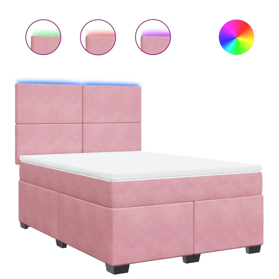 Sommier à lattes de lit avec matelas Rose 140x190 cm Velours - 2