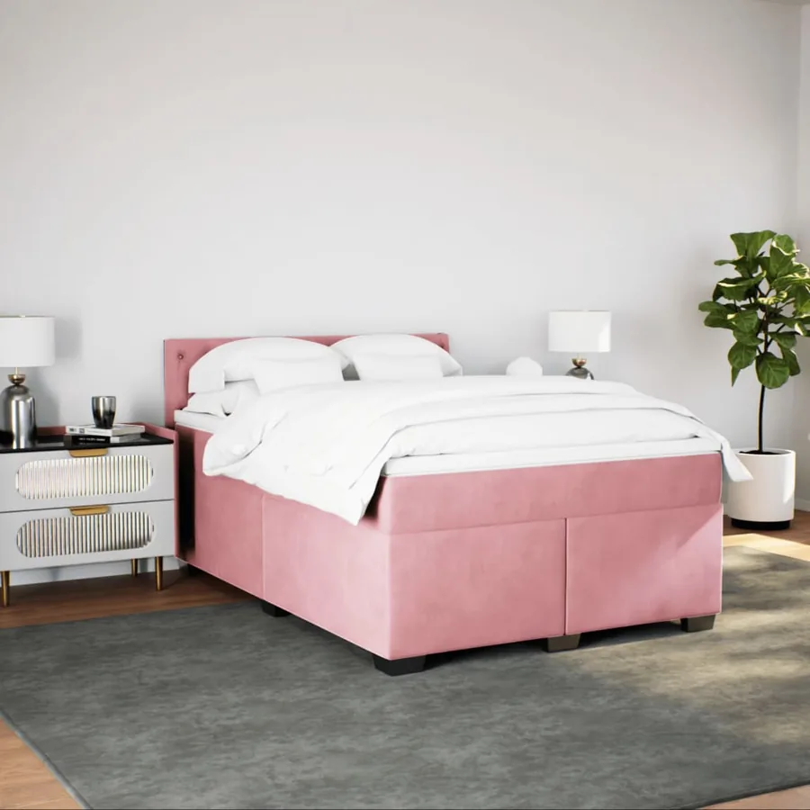 Sommier à lattes de lit avec matelas Rose 140x190 cm Velours - 3