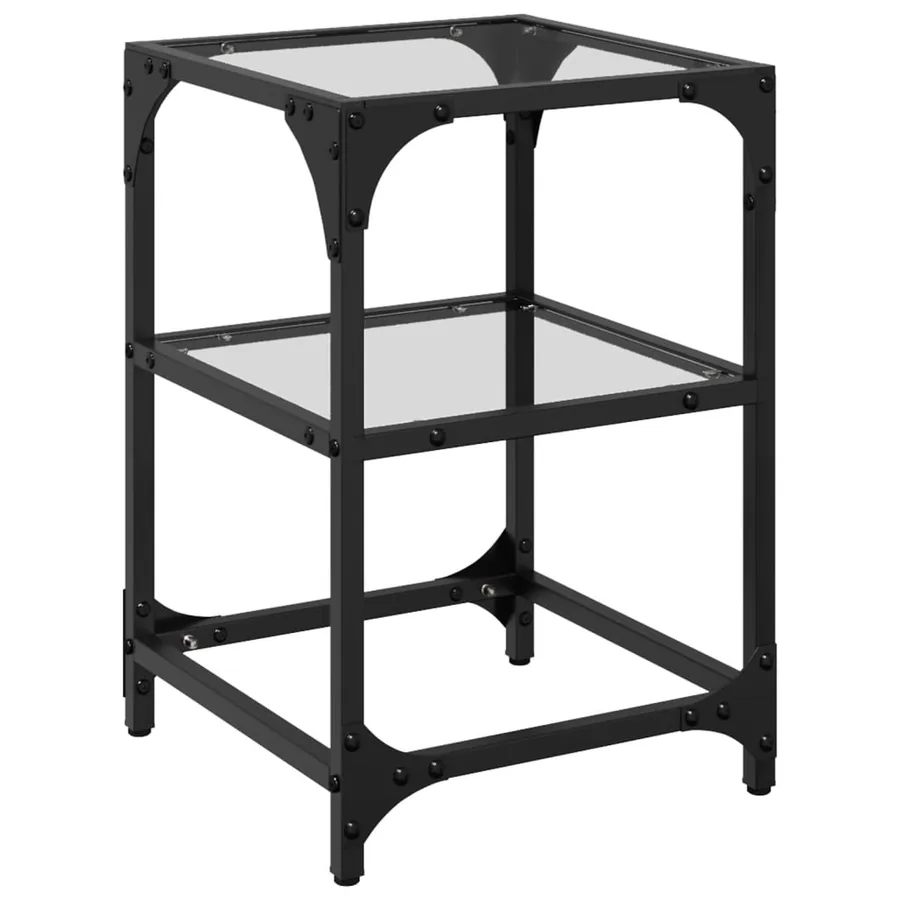 Table basse avec dessus en verre transparent 30x30x45 cm acier - 2
