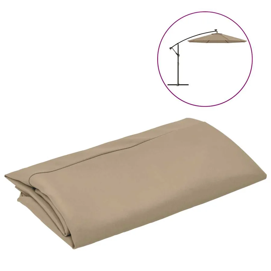 Tissu de rechange pour parasol déporté taupe 350 cm - 2