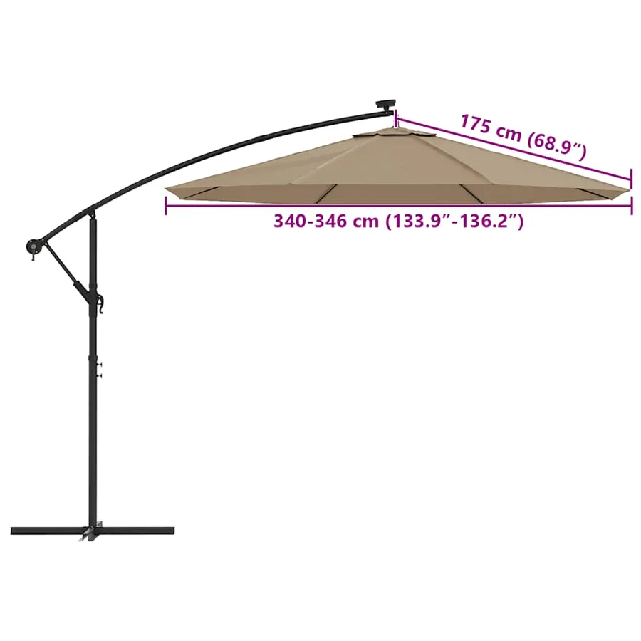 Tissu de rechange pour parasol déporté taupe 350 cm - 8