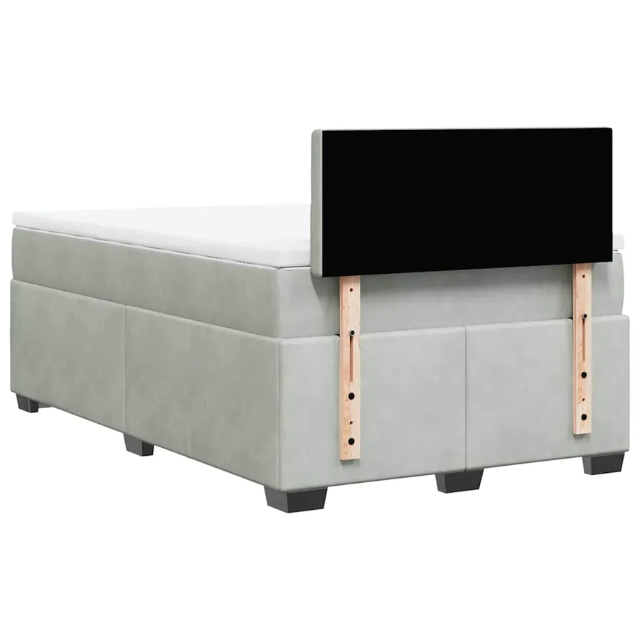 Sommier à lattes de lit et matelas gris clair 120x190cm velours - 12