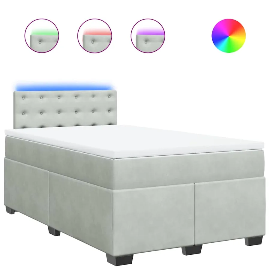 Sommier à lattes de lit et matelas gris clair 120x190cm velours - 2