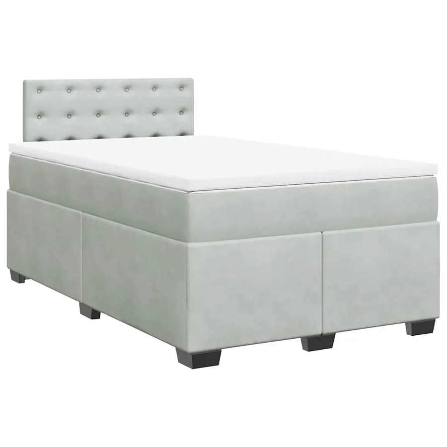 Sommier à lattes de lit et matelas gris clair 120x190cm velours - 3