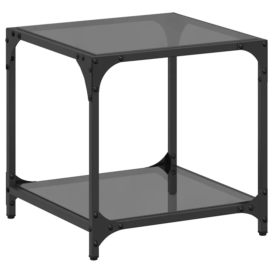 Table basse avec dessus en verre noir 40x40x40 cm acier - 2