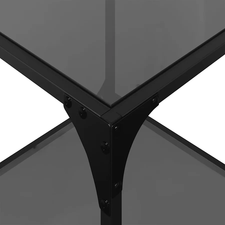 Table basse avec dessus en verre noir 40x40x40 cm acier - 8