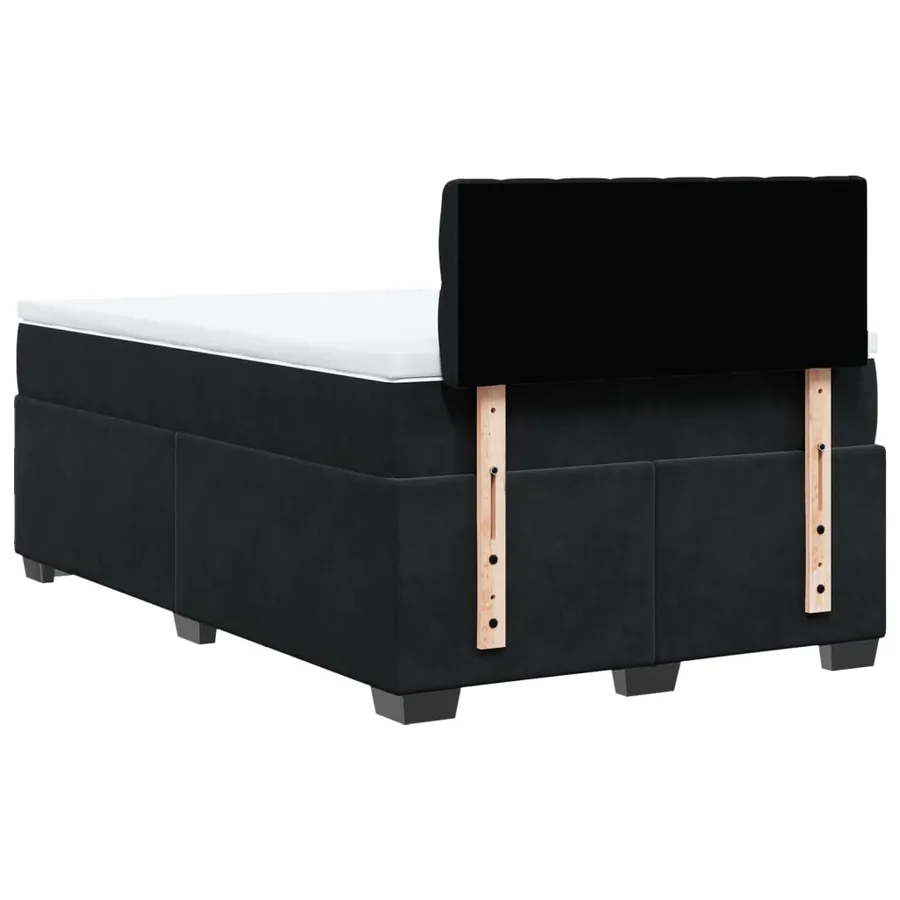 Sommier à lattes de lit avec matelas noir 120x190 cm velours - 12