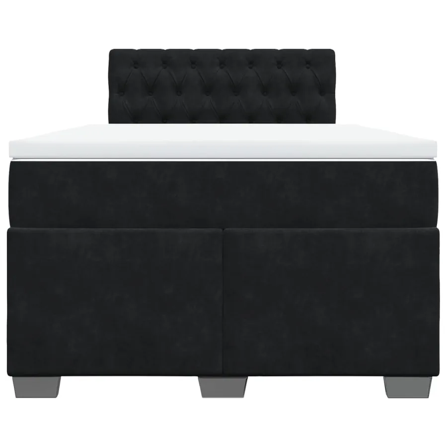 Sommier à lattes de lit avec matelas noir 120x190 cm velours - 6