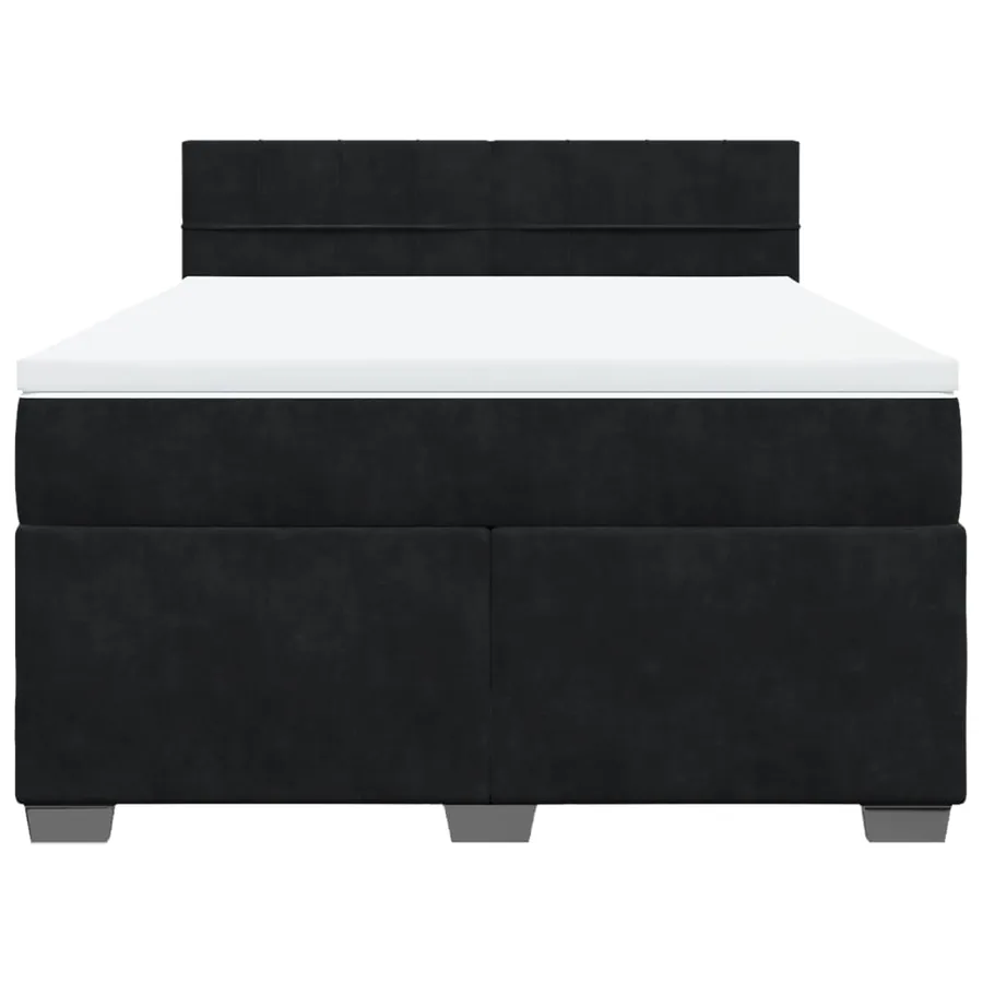 Sommier à lattes de lit avec matelas Noir 140x190 cm Velours - 4