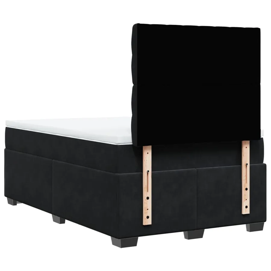 Sommier à lattes de lit avec matelas noir 120x190 cm velours - 10