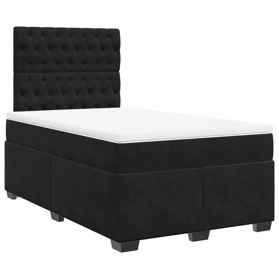 Sommier à lattes de lit avec matelas noir 120x190 cm velours - 2