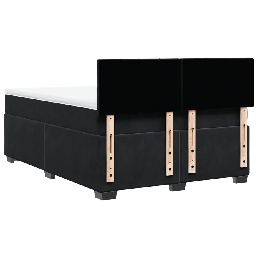 Sommier à lattes de lit avec matelas Noir 140x190 cm Velours - 12