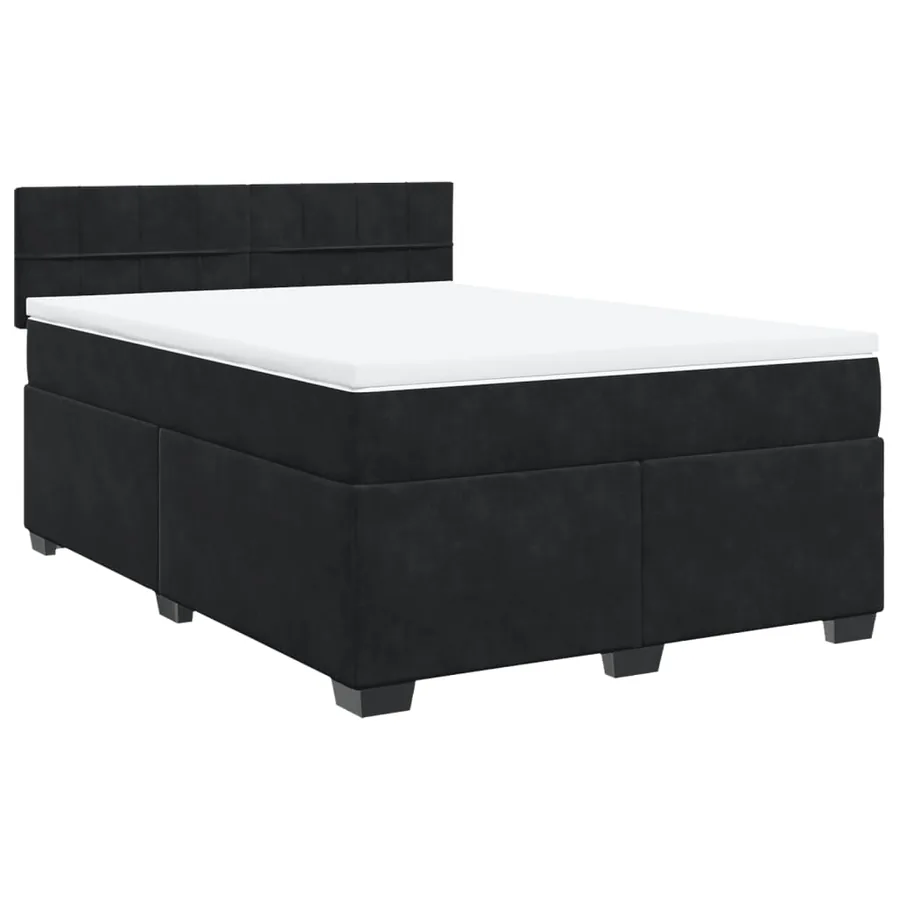 Sommier à lattes de lit avec matelas Noir 140x190 cm Velours - 3