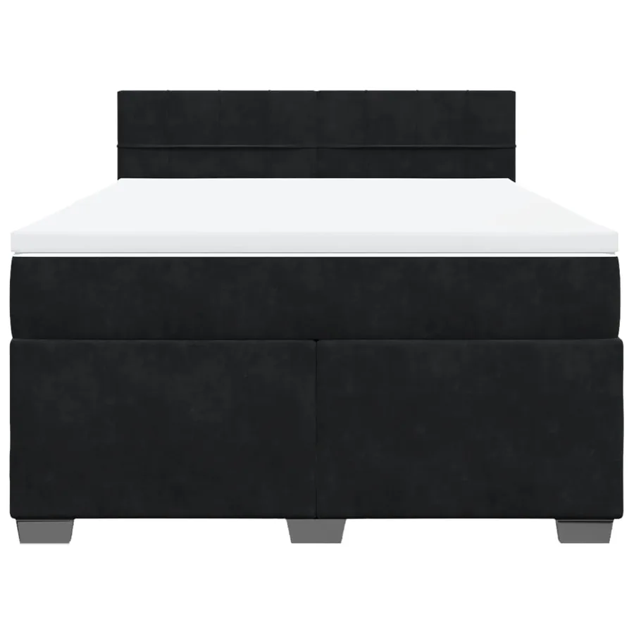 Sommier à lattes de lit avec matelas Noir 140x190 cm Velours - 6