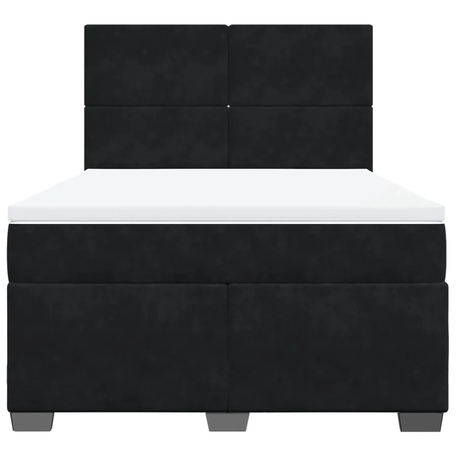 Sommier à lattes de lit avec matelas Noir 140x190 cm Velours - 4